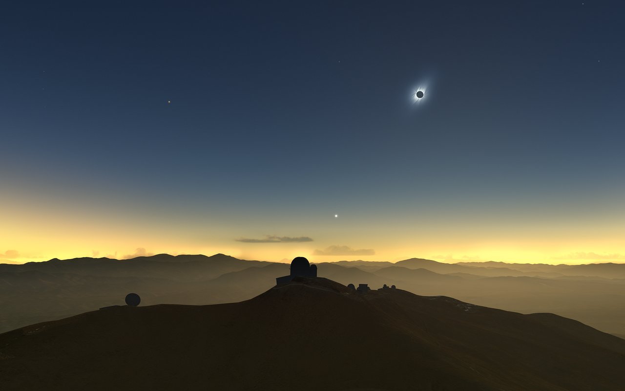 Zaćmienie Słońca w Obserwatorium La Silla 2.07.2019 r. - wizja artysty