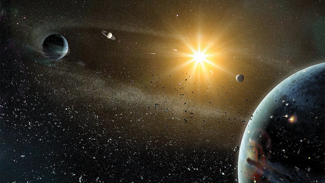 Wizja układu wypełnionego planetami olbrzymami. Źródło: NASA/Dana Berry