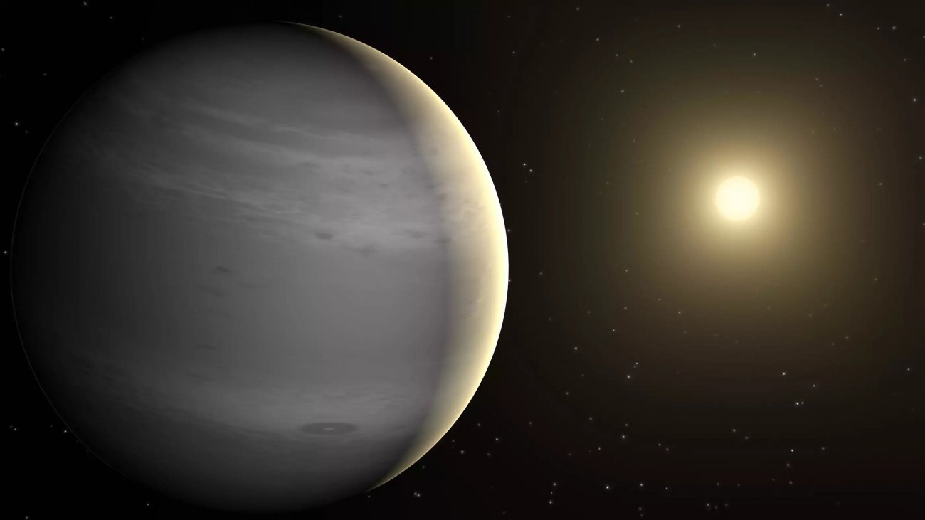 Wizja artystyczna gazowego olbrzyma krążącego wokół gwiazdy podobnej do Słońca, czego przykładem jest Kepler-1625b