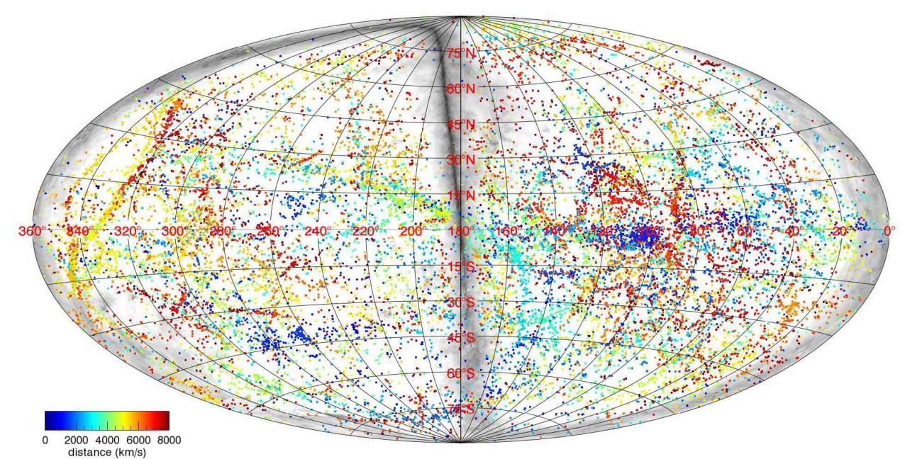 Mapa galaktyk w promieniu 300 mln lat świetlnych