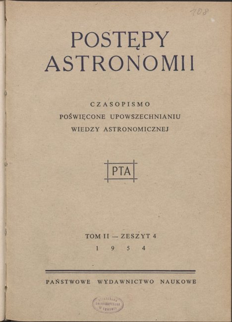 Postępy Astronomii nr 4/1954