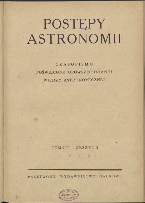 Postępy Astronomii nr 3/1955
