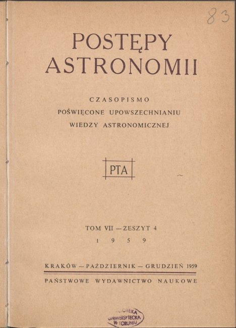Postępy Astronomii nr 4/1959