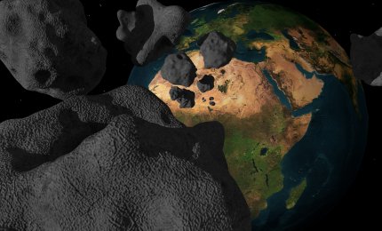 Wizja artystyczna asteroidy zmierzającej w stronę Ziemi
