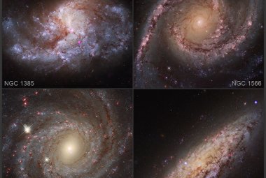 Galaktyki NGC 1385, NGC 1566, NGC 3344 i NGC 6503, w których widać powstające czarne dziury.