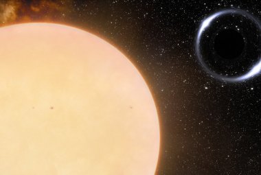 Wizja artystyczna najbliższej Ziemi czarnej dziury oraz jej gwiezdnego towarzysza podobnego do Słońca.