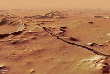 Jedno z pęknięć w rejonie Cerberus Fossae na Marsie