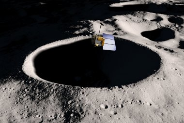 Sonda Lunar Reconnaissance Orbiter nad Księżycem - wizualizacja